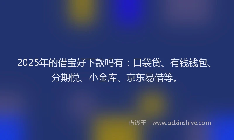2025年的借宝好下款吗有：口袋贷、有钱钱包、分期悦、小金库、京东易借等。