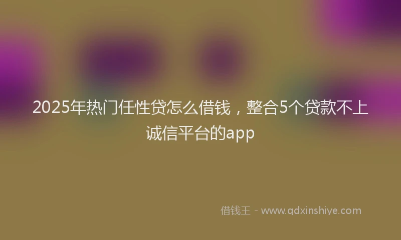2025年热门任性贷怎么借钱，整合5个贷款不上诚信平台的app