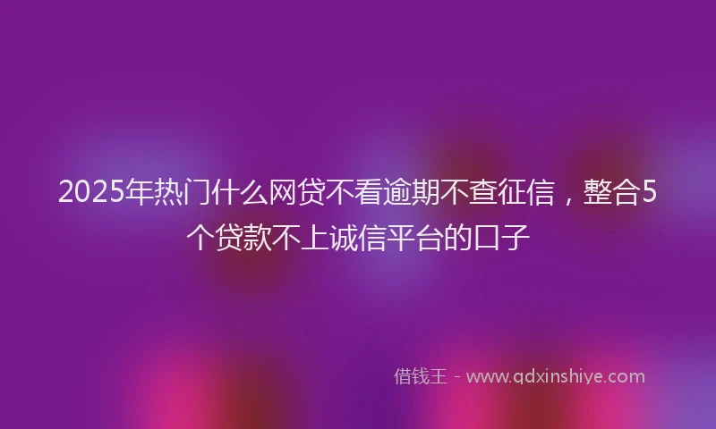 2025年热门什么网贷不看逾期不查征信，整合5个贷款不上诚信平台的口子