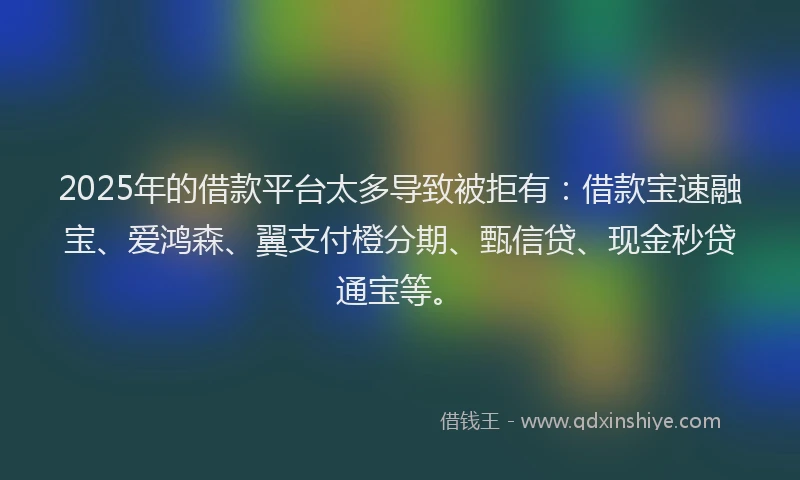 2025年的借款平台太多导致被拒有：借款宝速融宝、爱鸿森、翼支付橙分期、甄信贷、现金秒贷通宝等。
