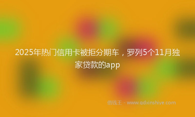 2025年热门信用卡被拒分期车，罗列5个11月独家贷款的app