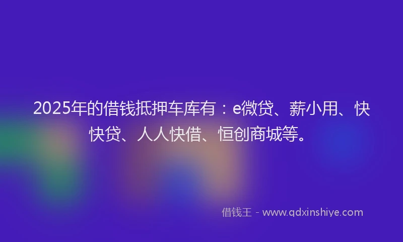 2025年的借钱抵押车库有：e微贷、薪小用、快快贷、人人快借、恒创商城等。