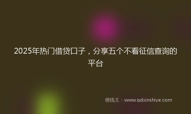 2025年热门借贷口子，分享五个不看征信查询的平台