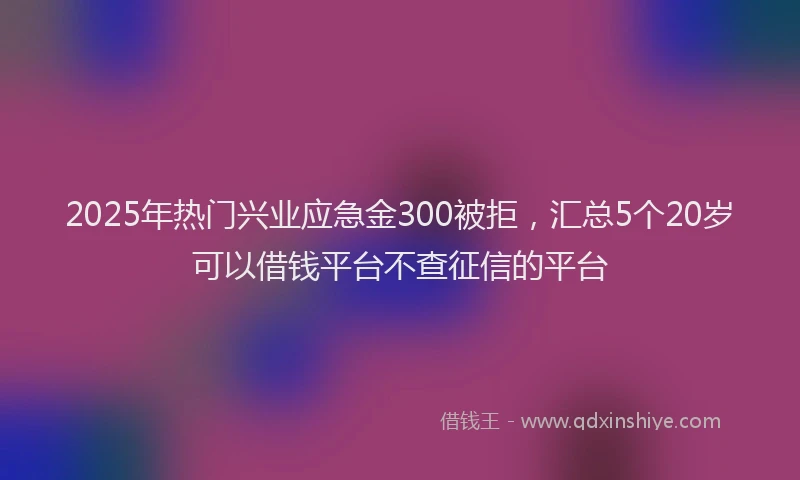 2025年热门兴业应急金300被拒，汇总5个20岁可以借钱平台不查征信的平台