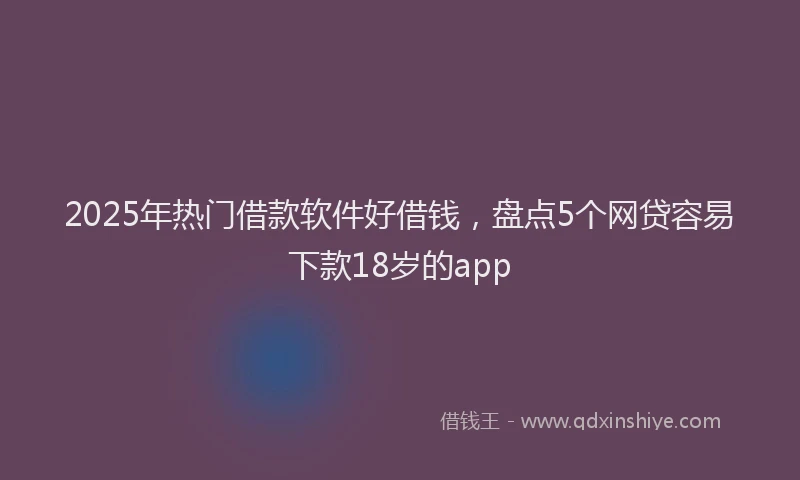 2025年热门借款软件好借钱，盘点5个网贷容易下款18岁的app