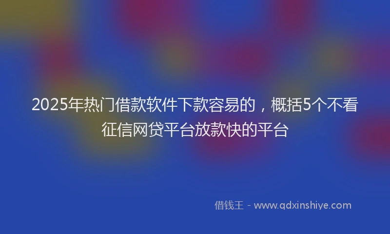 2025年热门借款软件下款容易的，概括5个不看征信网贷平台放款快的平台