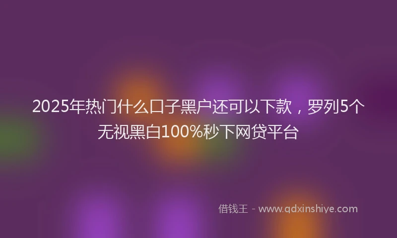 2025年热门什么口子黑户还可以下款，罗列5个无视黑白100%秒下网贷平台