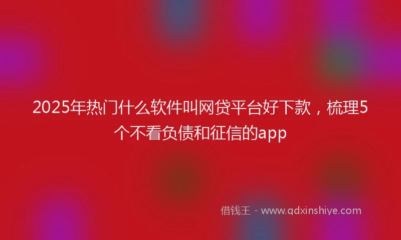 2025年热门什么软件叫网贷平台好下款，梳理5个不看负债和征信的app