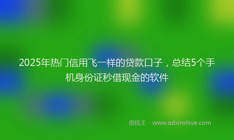 2025年热门信用飞一样的贷款口子，总结5个手机身份证秒借现金的软件