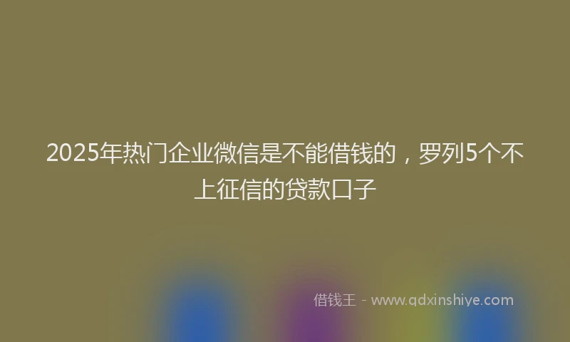 2025年热门企业微信是不能借钱的，罗列5个不上征信的贷款口子