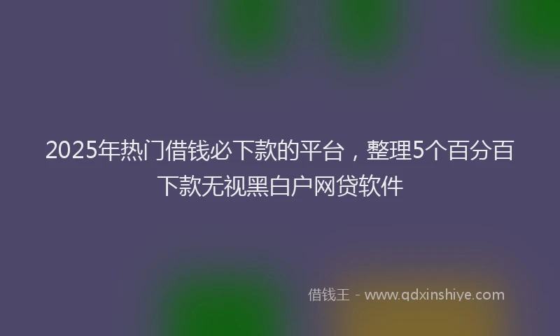 2025年热门借钱必下款的平台，整理5个百分百下款无视黑白户网贷软件