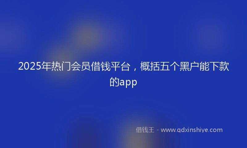 2025年热门会员借钱平台，概括五个黑户能下款的app