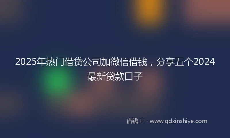 2025年热门借贷公司加微信借钱，分享五个2024最新贷款口子