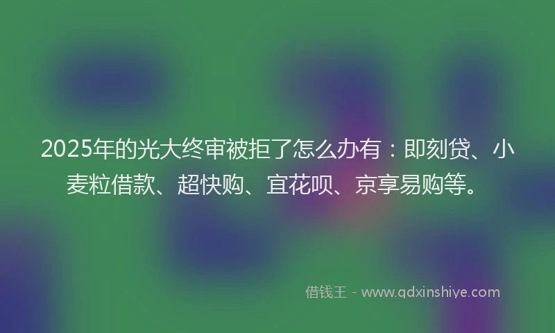 2025年的光大终审被拒了怎么办有：即刻贷、小麦粒借款、超快购、宜花呗、京享易购等。