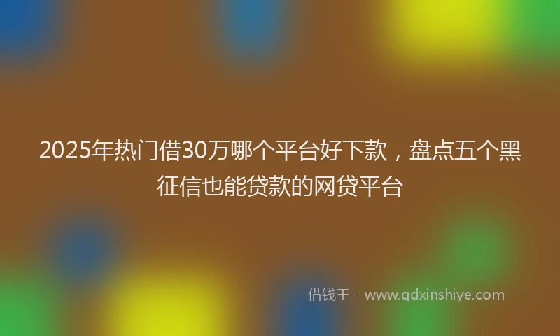 2025年热门借30万哪个平台好下款，盘点五个黑征信也能贷款的网贷平台