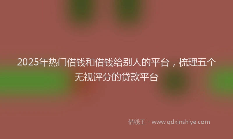 2025年热门借钱和借钱给别人的平台，梳理五个无视评分的贷款平台