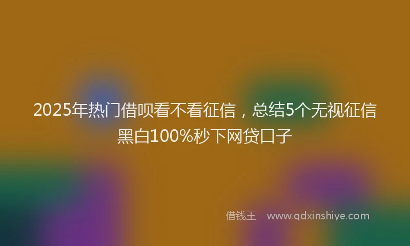 2025年热门借呗看不看征信，总结5个无视征信黑白100%秒下网贷口子