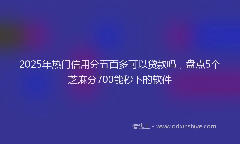 2025年热门信用分五百多可以贷款吗，盘点5个芝麻分700能秒下的软件
