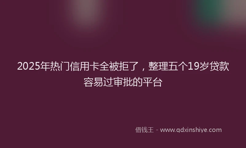 2025年热门信用卡全被拒了，整理五个19岁贷款容易过审批的平台