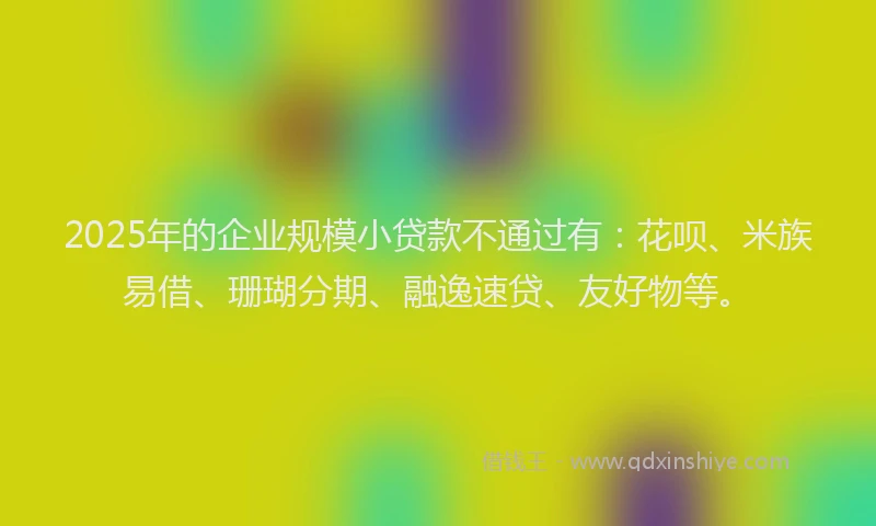 2025年的企业规模小贷款不通过有：花呗、米族易借、珊瑚分期、融逸速贷、友好物等。