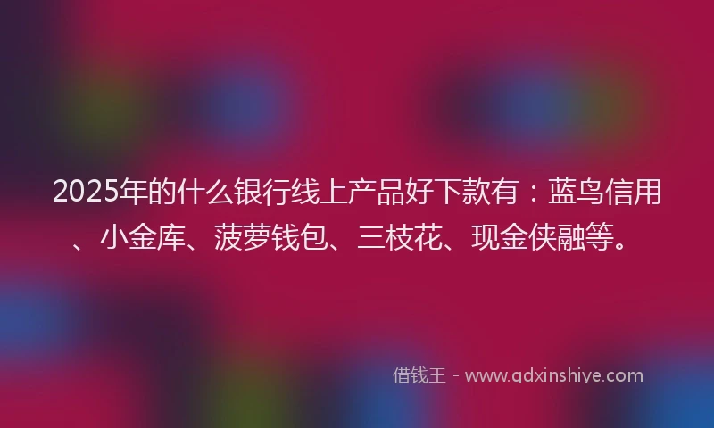 2025年的什么银行线上产品好下款有：蓝鸟信用、小金库、菠萝钱包、三枝花、现金侠融等。