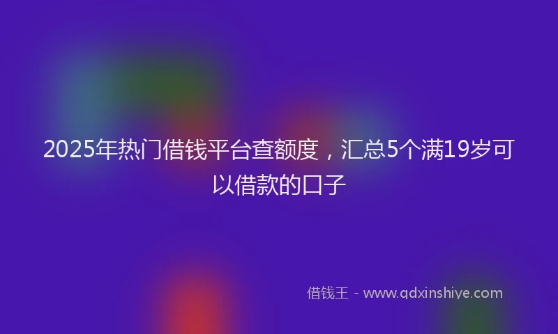 2025年热门借钱平台查额度，汇总5个满19岁可以借款的口子