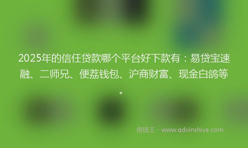 2025年的信任贷款哪个平台好下款有：易贷宝速融、二师兄、便荔钱包、沪商财富、现金白鸽等。