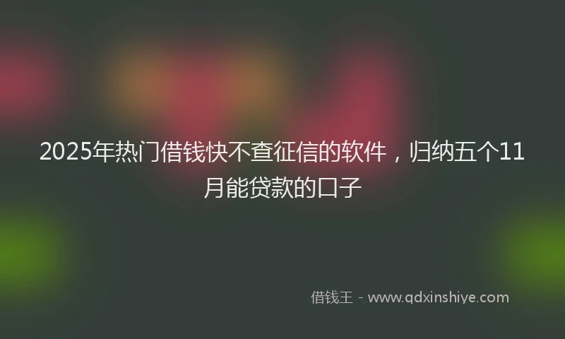 2025年热门借钱快不查征信的软件，归纳五个11月能贷款的口子