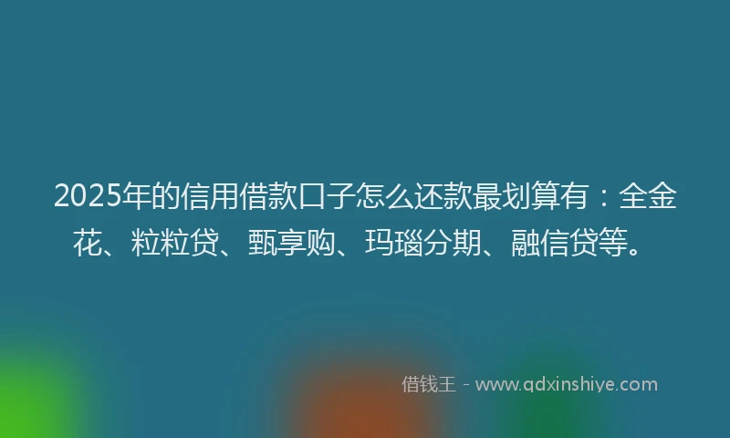2025年的信用借款口子怎么还款最划算有：全金花、粒粒贷、甄享购、玛瑙分期、融信贷等。