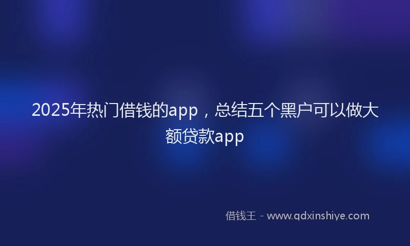 2025年热门借钱的app，总结五个黑户可以做大额贷款app