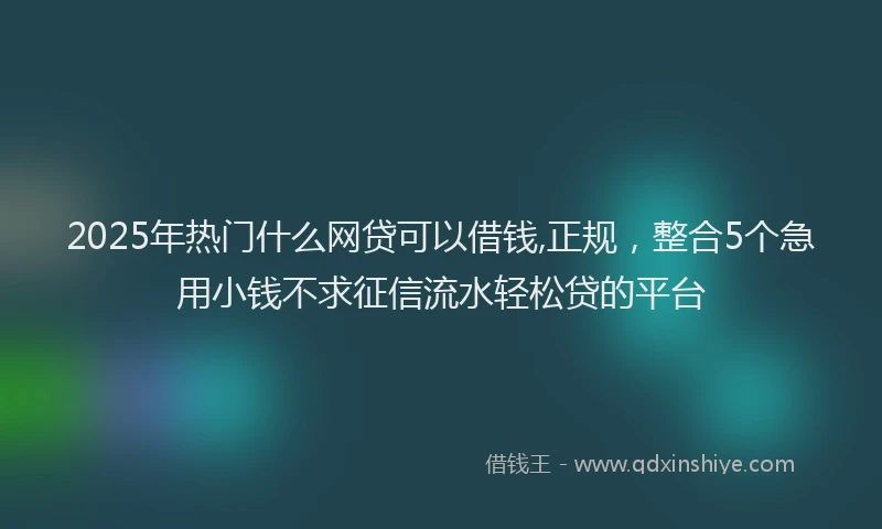 2025年热门什么网贷可以借钱,正规，整合5个急用小钱不求征信流水轻松贷的平台