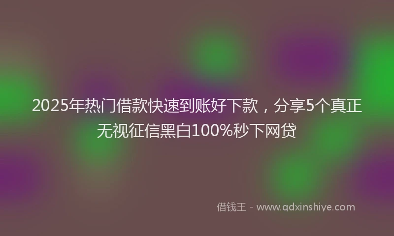 2025年热门借款快速到账好下款，分享5个真正无视征信黑白100%秒下网贷
