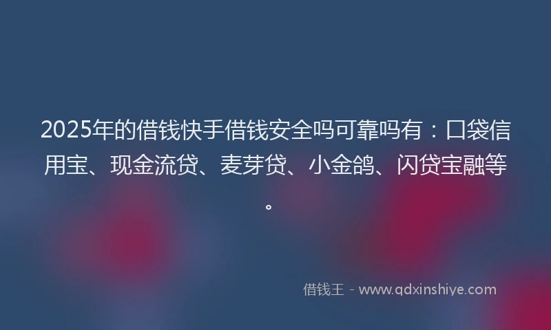 2025年的借钱快手借钱安全吗可靠吗有：口袋信用宝、现金流贷、麦芽贷、小金鸽、闪贷宝融等。