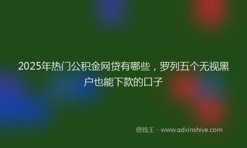 2025年热门公积金网贷有哪些，罗列五个无视黑户也能下款的口子