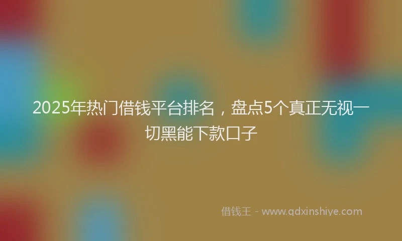 2025年热门借钱平台排名，盘点5个真正无视一切黑能下款口子