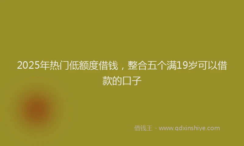 2025年热门低额度借钱，整合五个满19岁可以借款的口子