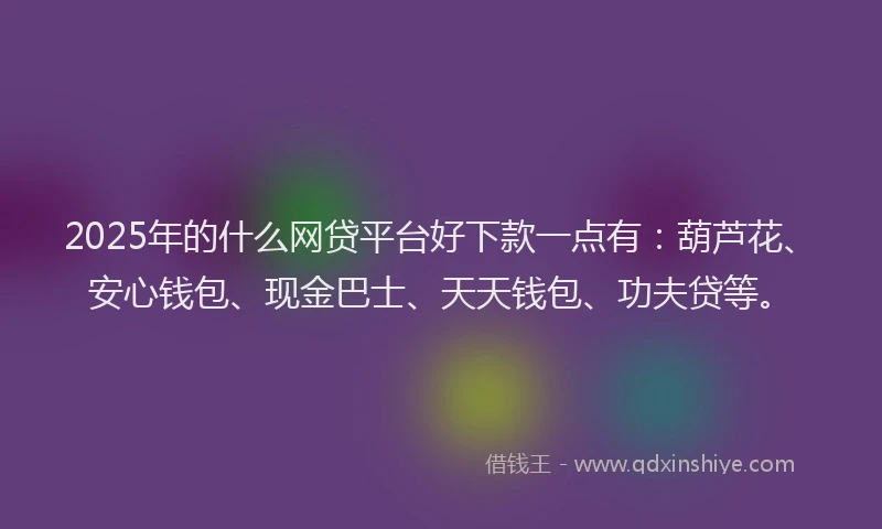2025年的什么网贷平台好下款一点有：葫芦花、安心钱包、现金巴士、天天钱包、功夫贷等。