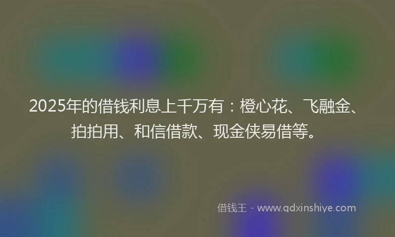 2025年的借钱利息上千万有：橙心花、飞融金、拍拍用、和信借款、现金侠易借等。