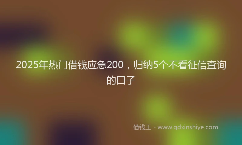 2025年热门借钱应急200，归纳5个不看征信查询的口子