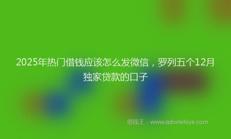2025年热门借钱应该怎么发微信，罗列五个12月独家贷款的口子