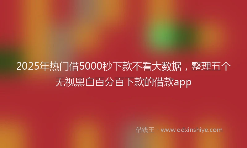2025年热门借5000秒下款不看大数据，整理五个无视黑白百分百下款的借款app