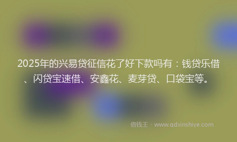 2025年的兴易贷征信花了好下款吗有：钱贷乐借、闪贷宝速借、安鑫花、麦芽贷、口袋宝等。