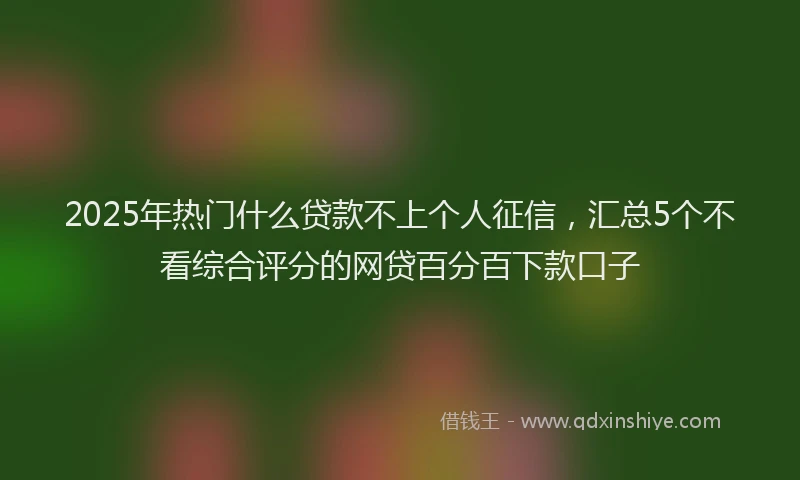 2025年热门什么贷款不上个人征信，汇总5个不看综合评分的网贷百分百下款口子