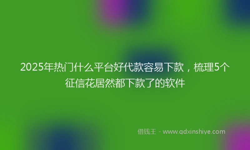 2025年热门什么平台好代款容易下款，梳理5个征信花居然都下款了的软件
