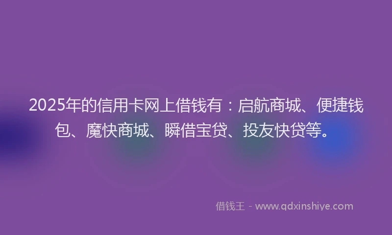 2025年的信用卡网上借钱有：启航商城、便捷钱包、魔快商城、瞬借宝贷、投友快贷等。