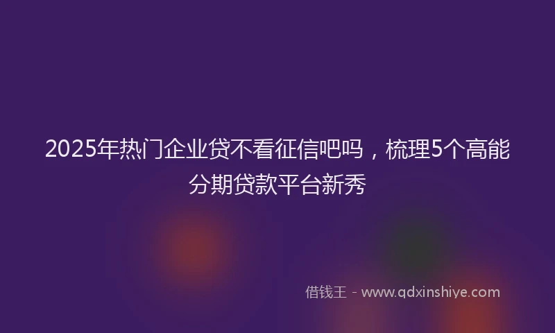 2025年热门企业贷不看征信吧吗，梳理5个高能分期贷款平台新秀
