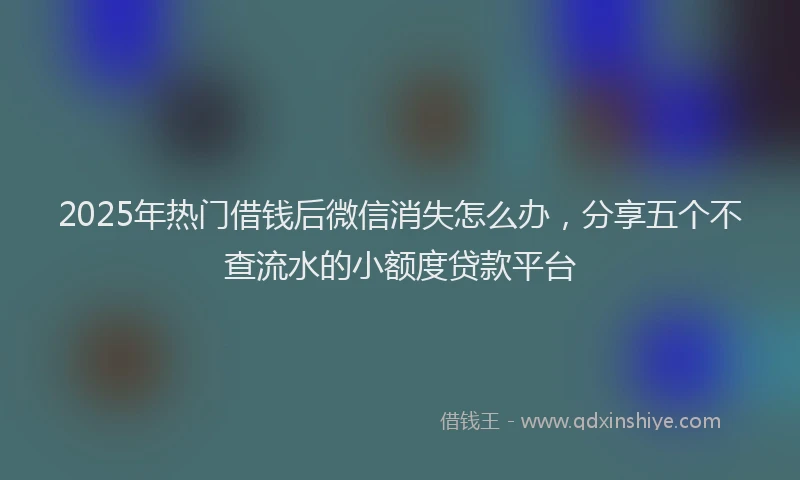 2025年热门借钱后微信消失怎么办，分享五个不查流水的小额度贷款平台