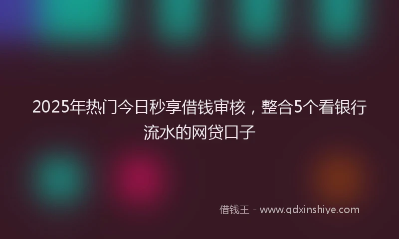 2025年热门今日秒享借钱审核，整合5个看银行流水的网贷口子