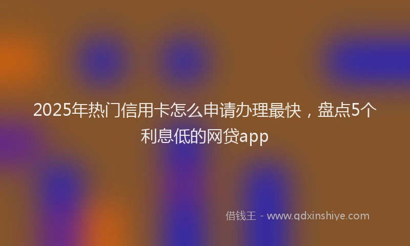 2025年热门信用卡怎么申请办理最快，盘点5个利息低的网贷app