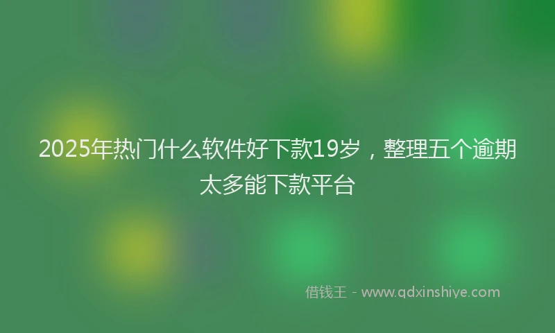 2025年热门什么软件好下款19岁，整理五个逾期太多能下款平台